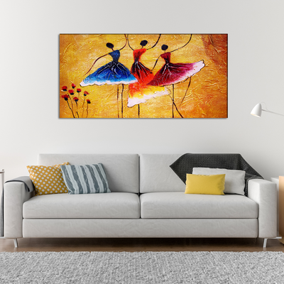 Warli Modern Art Dancing Doll Canvas Wall Painting