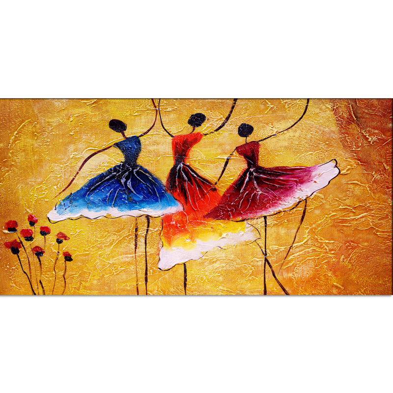 Warli Modern Art Dancing Doll Canvas Wall Painting