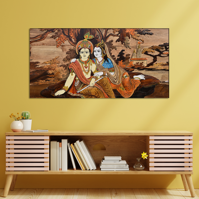Lovely Krishna Radha Canvas Wall Painting