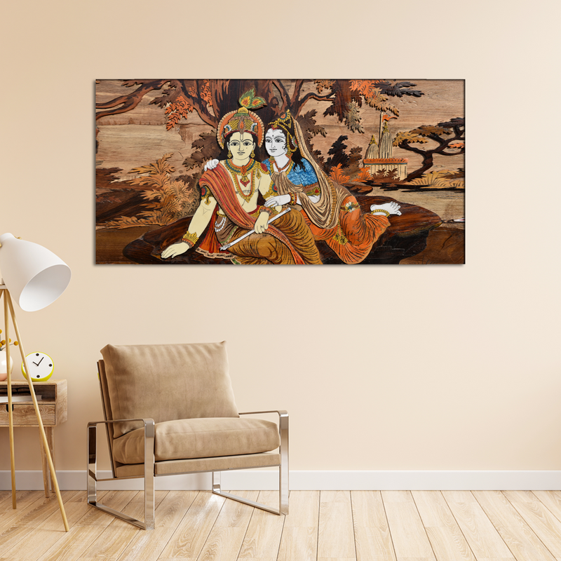 Lovely Krishna Radha Canvas Wall Painting