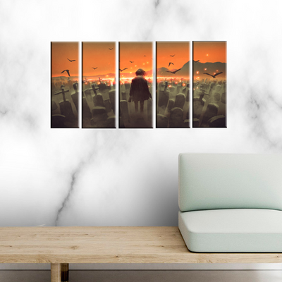 Drunk Man In A Burial Sites Canvas Wall Painting - With 5 Panel
