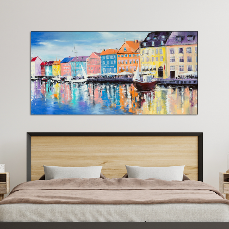 Colorful Houses Oil Painting Canvas Wall Painting