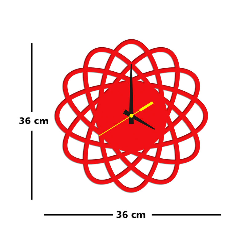 Beautiful Design Red Color Wooden Wall Clock