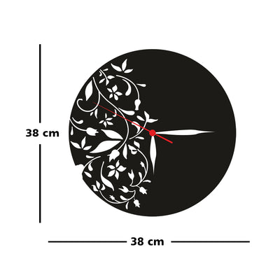 Floral Design Wood Analog Wall Clock
