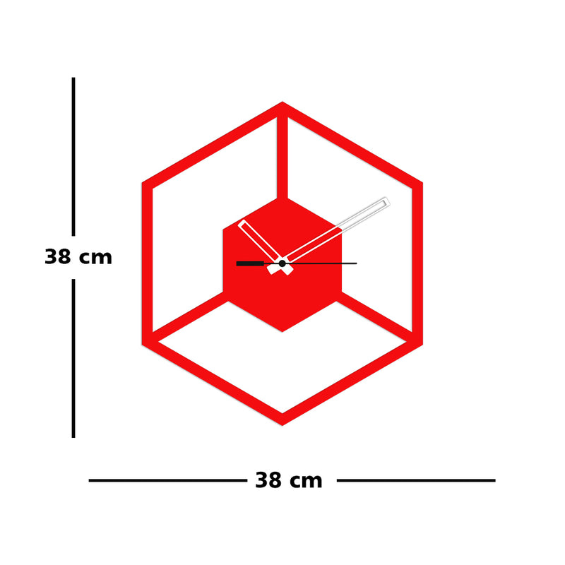 Red Color Wooden Wall Clock