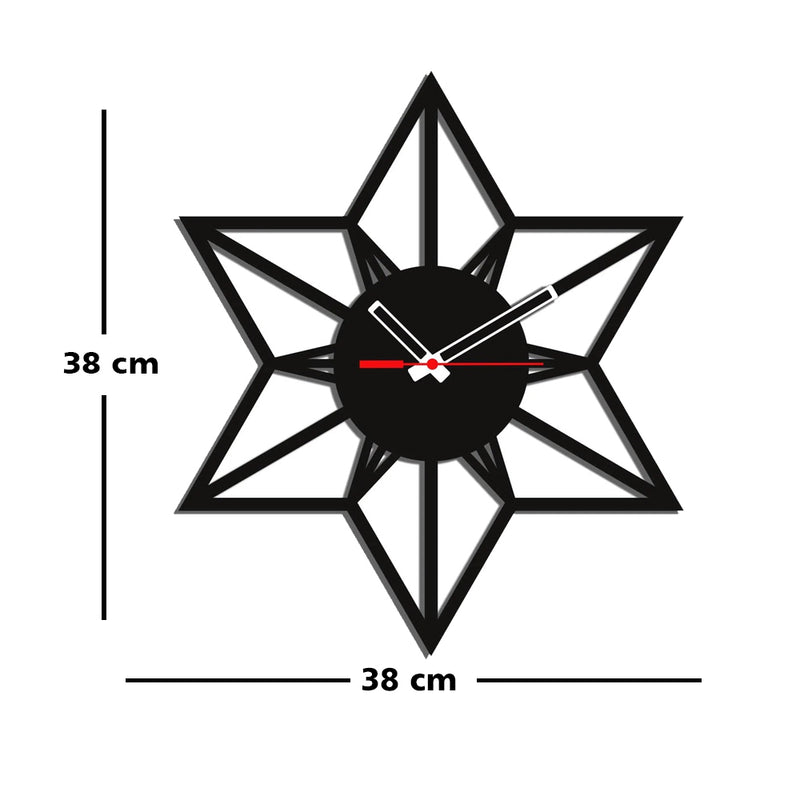 Star Design Wood Analog Wall Clock