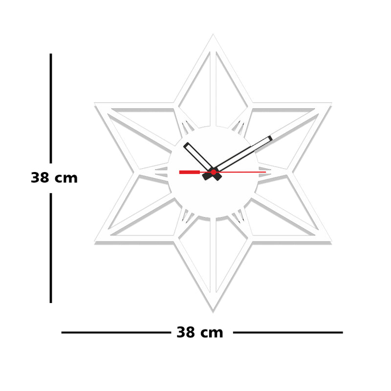 Star Shape White Color Wooden Wall Clock