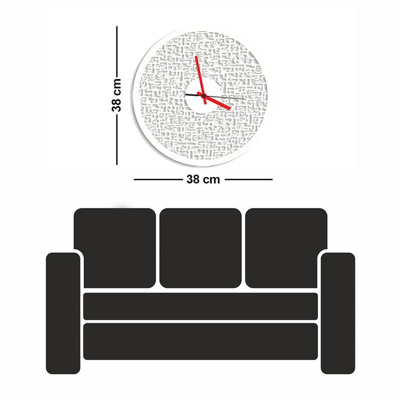 White Engineered Floral Design Analog Wood Wall Clock