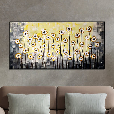 Handmade Daisy Abstract 3D Flower Canvas Wall Painting (Acrylic Color)