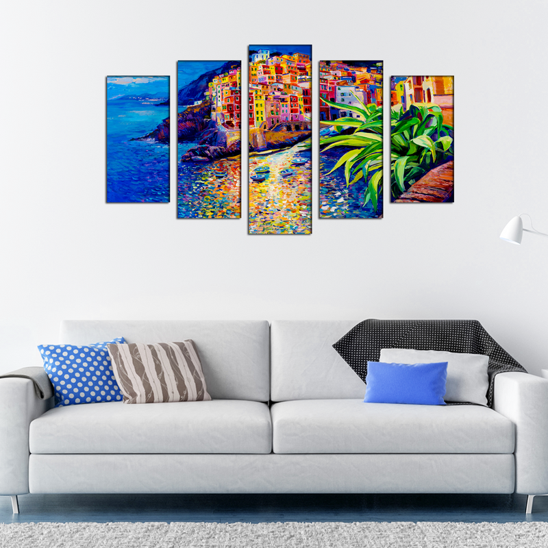 Italian Oil Color Canvas Wall Painting- With 5 Frames