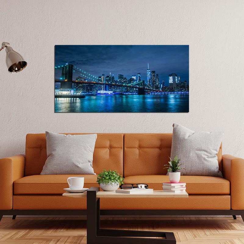City View In Night Canvas Wall Painting