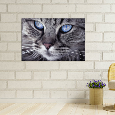 Cat With Blue Eyes Wall Painting On Canvas