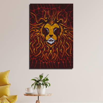 Abstract Print Lion On Canvas Wall Painting