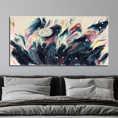 Black And White Fluid Abstract Canvas Wall Painting