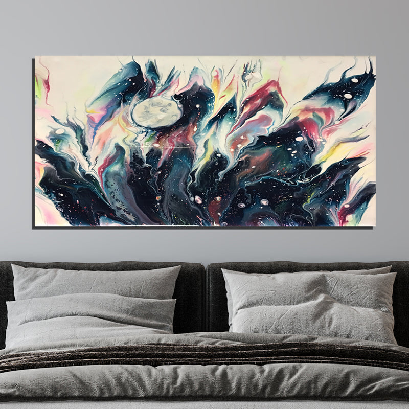 Black And White Fluid Abstract Canvas Wall Painting