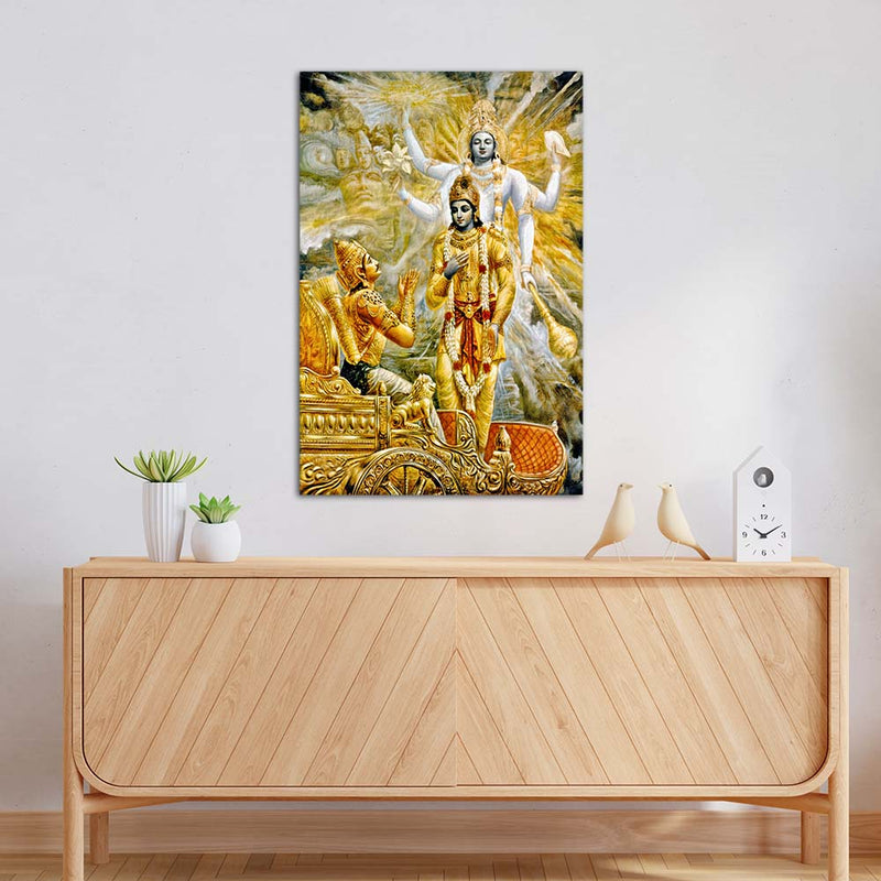 Krishna And Arjun Print On Canvas Wall Painting