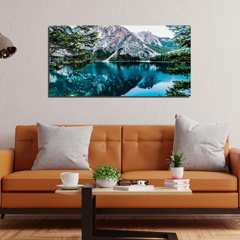 Blue Lake and Hill Reflection Water Canvas Wall Painting