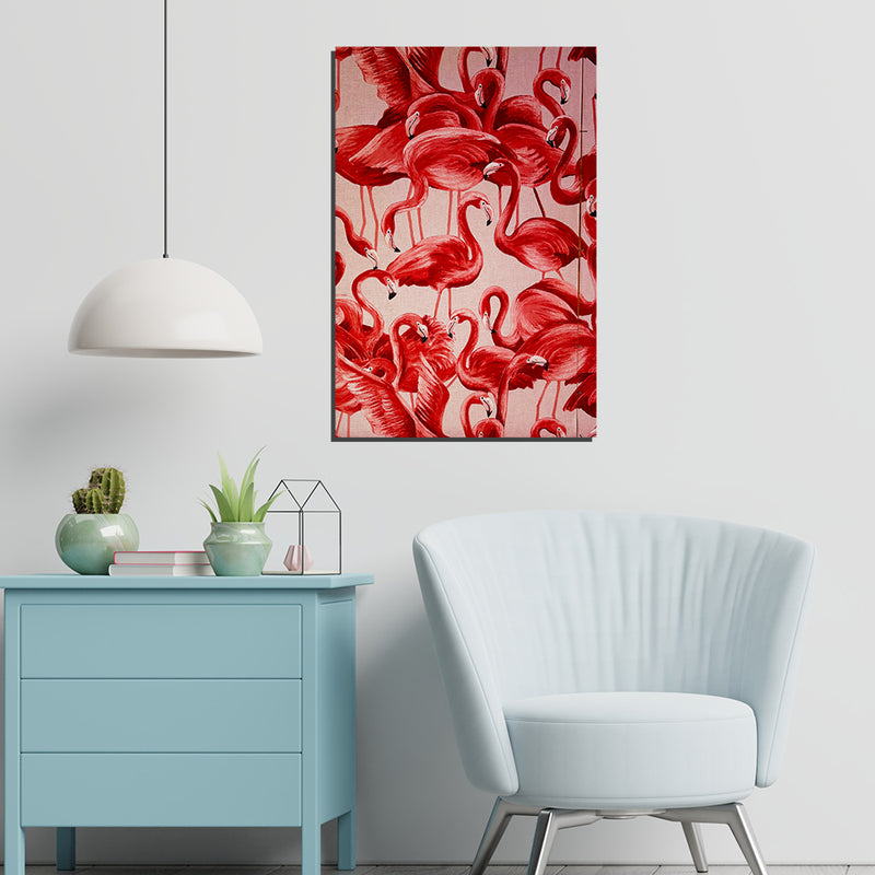 Beautiful Flamingo Print On Canvas Wall Painting