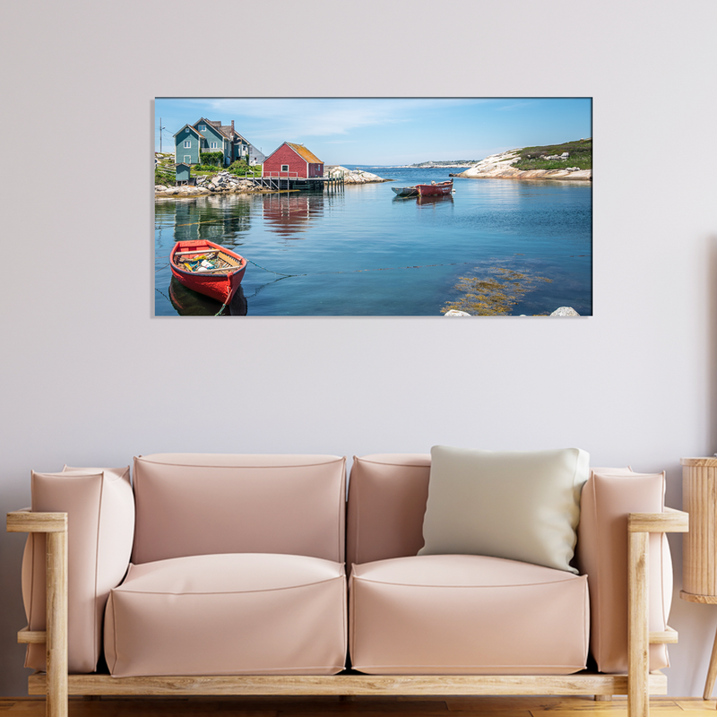 Boats & House Scenery Canvas Wall Painting