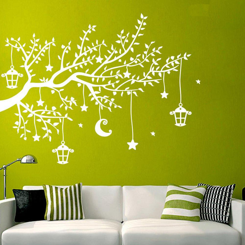 Moon & Stars Hanging From a Tree Wall Sticker 122 cm Width X 91 cm Height