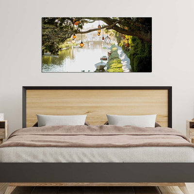 Lamp's Hanging on Tree Print On Canvas Wall  Painting