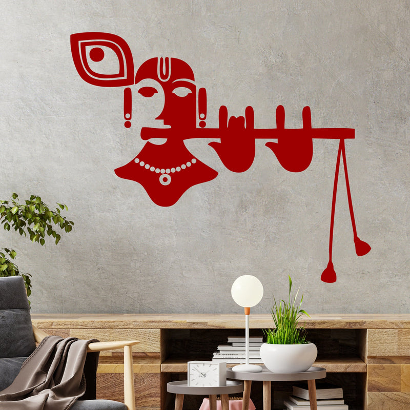 Lord Krishna with Flute High Quality Wall Sticker