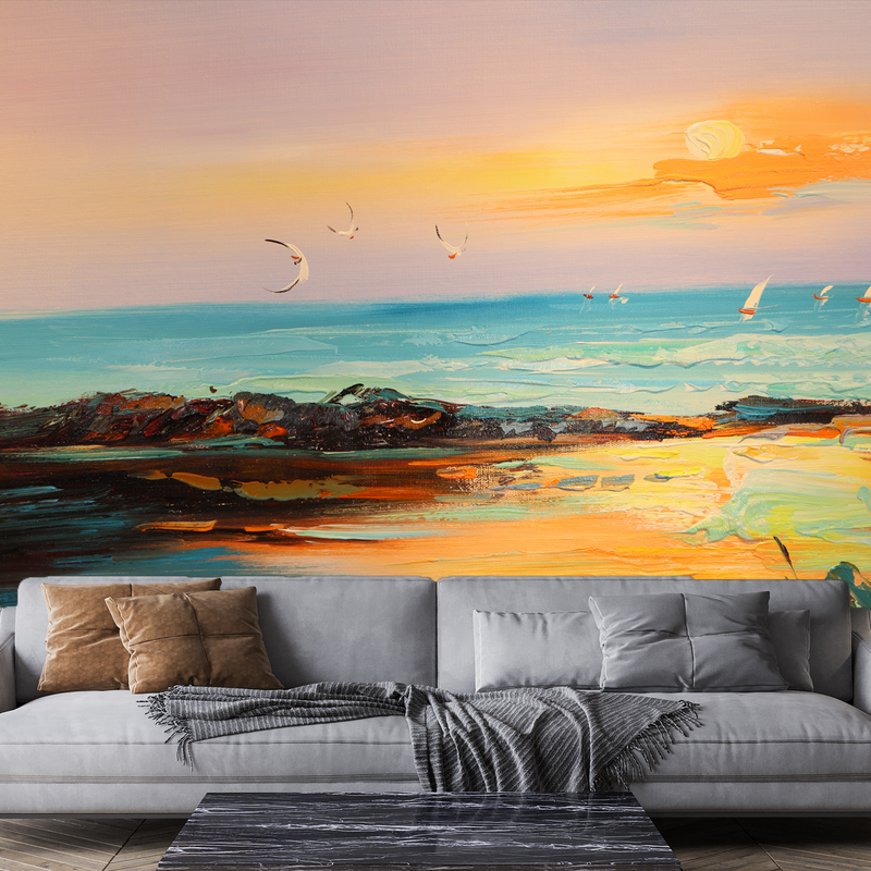 Abstract Color Beautiful Scenery Digitally Printed Wallpaper