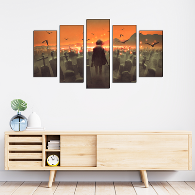 Drunk Man In A Burial Sites Canvas Wall Painting- With 5 Frames