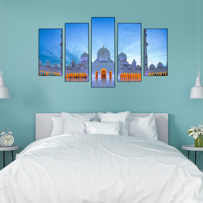 Grand Mosque Center Canvas Wall Painting- With 5 Frames