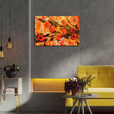 Flower Print On Canvas Wall Painting