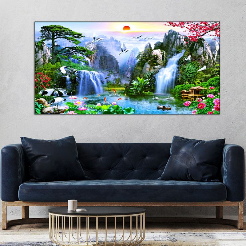 Mountain Waterfall Scenery Canvas Wall Painting