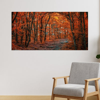 Beautiful Forest View In Autumn Canvas Wall Painting