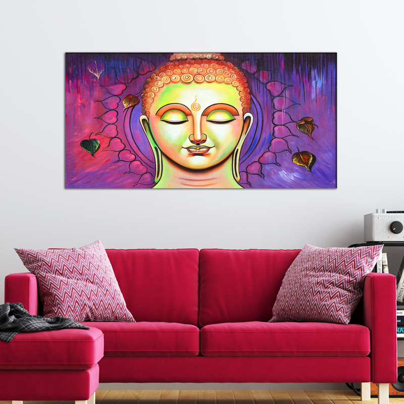 Acrylic Color Portrait Buddha Canvas Wall Painting