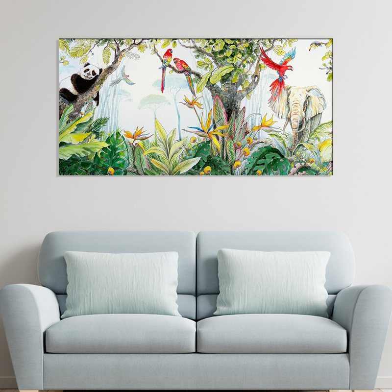 Animals & Bird In Forest Canvas Wall Painting