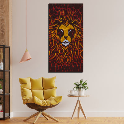 Abstract Print Lion On  Canvas Wall Painting