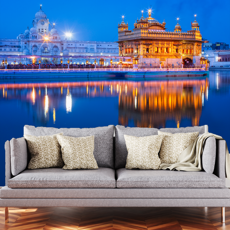 Golden Temple Digitally Printed Wallpaper