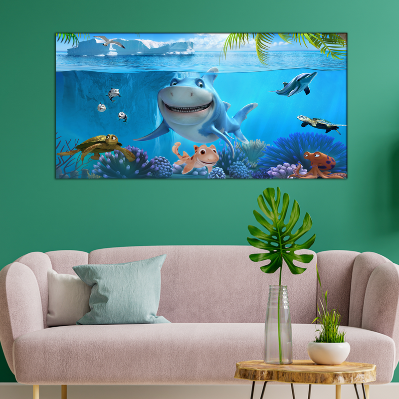 Baby Shark Under Sea Canvas Wall Painting