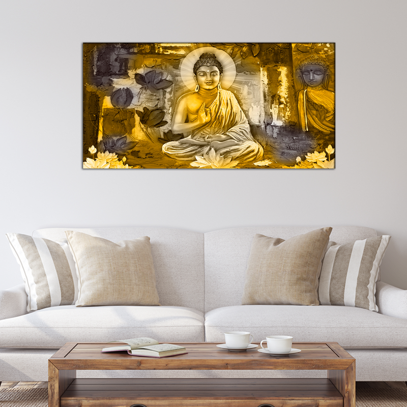 Golden Buddha Abstract Canvas Wall Painting
