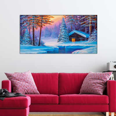 Cold Winter Sunrise Scenery Canvas Wall Painting