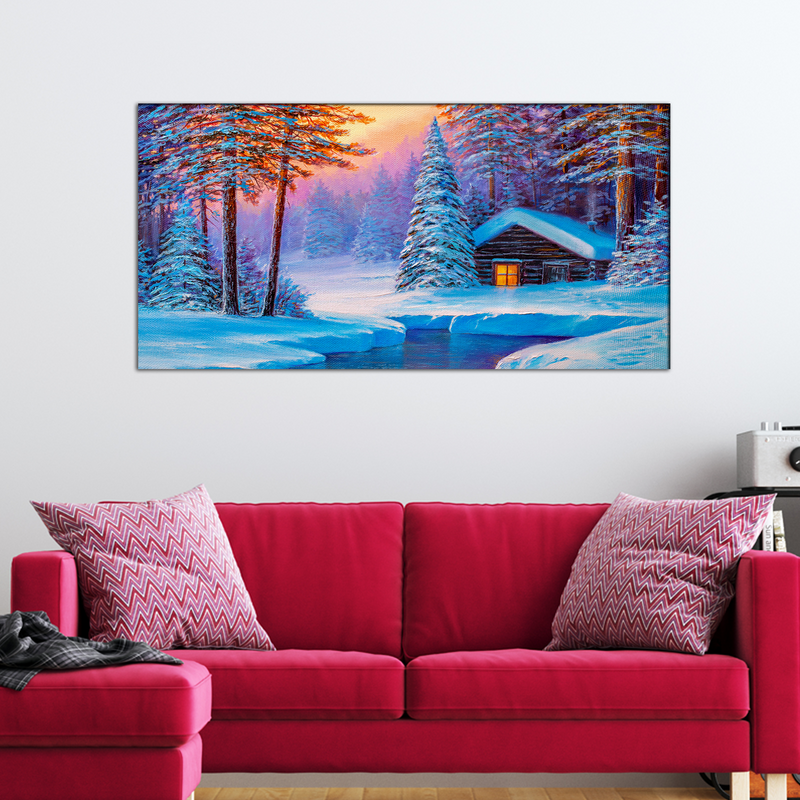 Cold Winter Sunrise Scenery Canvas Wall Painting
