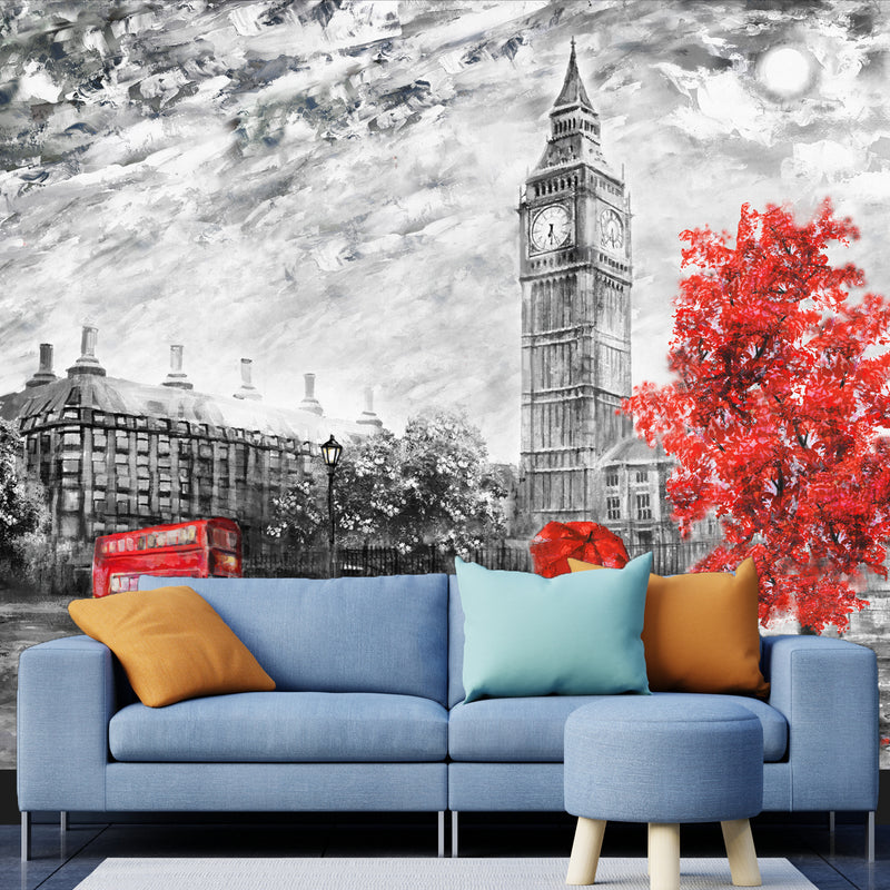 Couple In Paris Digitally Printed Wallpaper