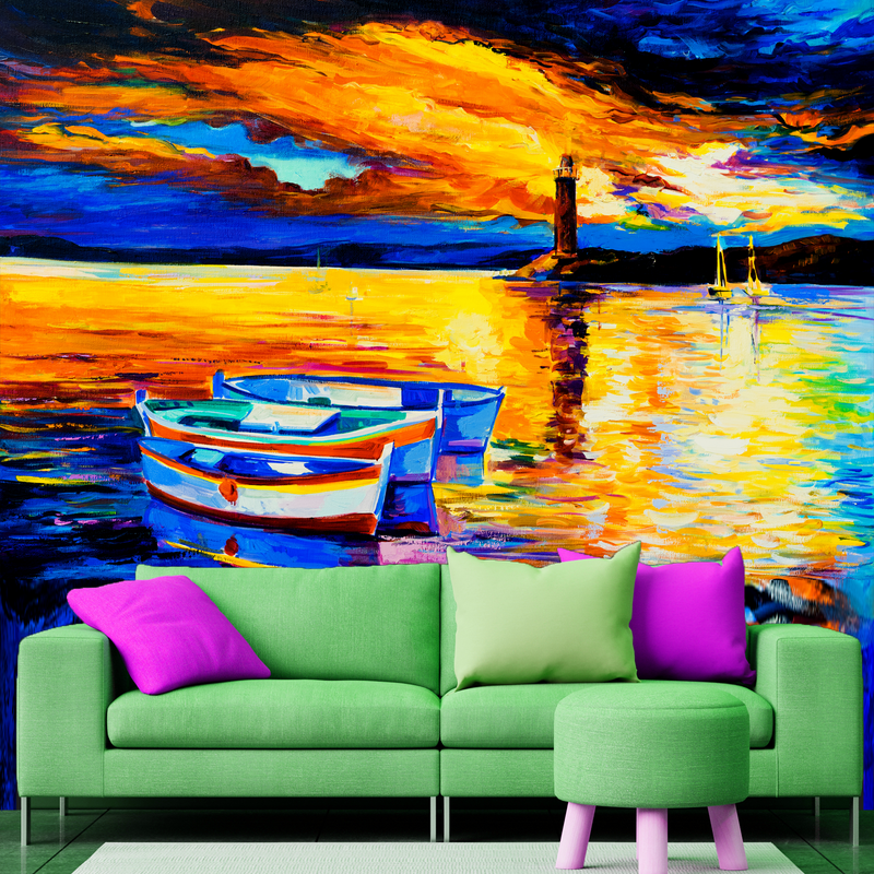 Beautiful Sunset View Digitally Printed Wallpaper