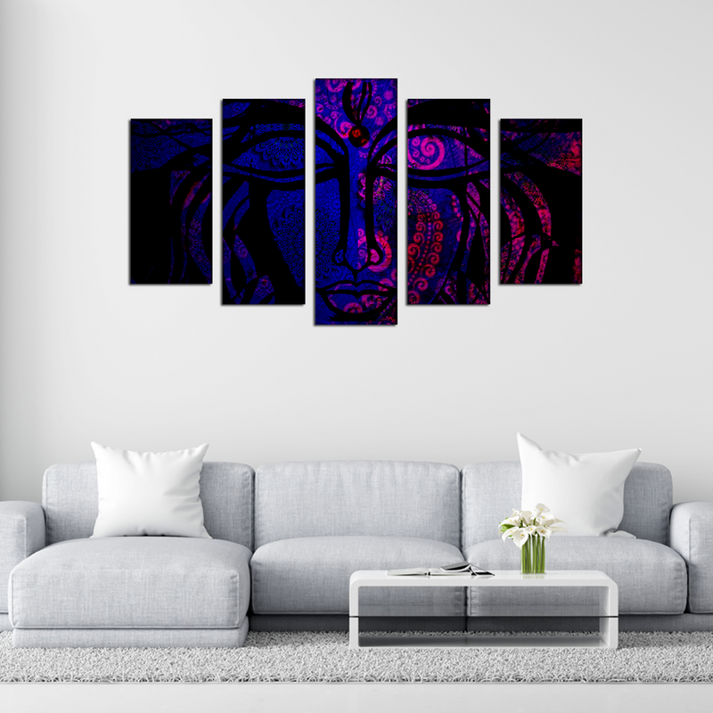 Lord Shiva Mandala Canvas Wall Painting- With 5 Frames