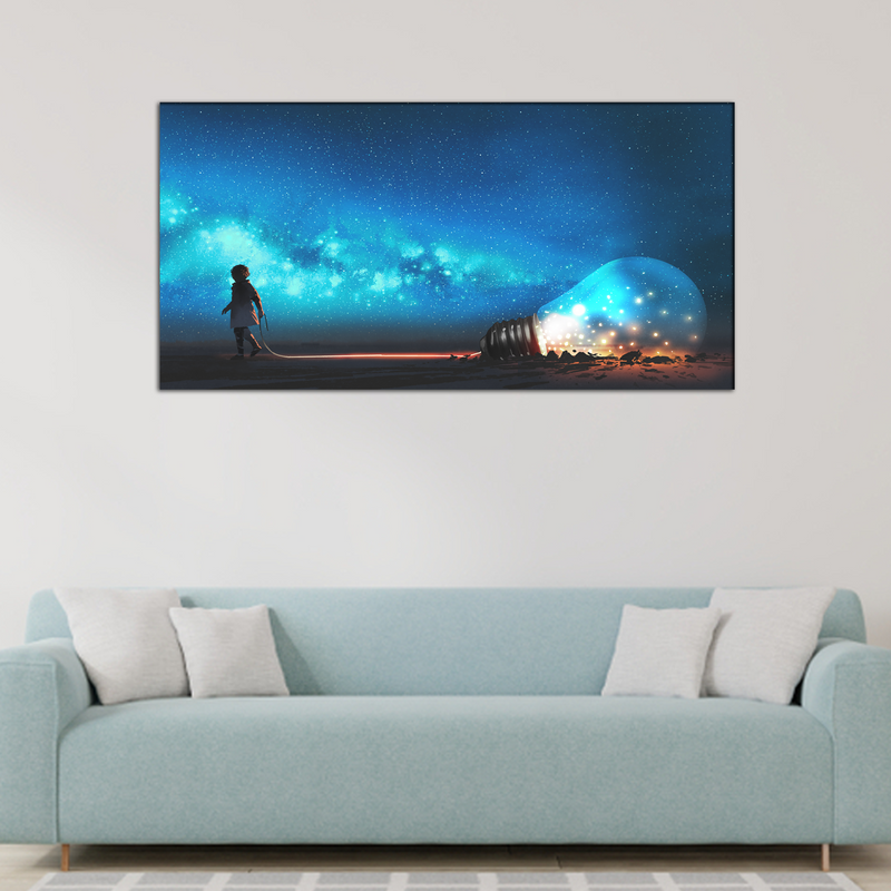 Boy Pulled The Big Bulb Canvas Wall Painting