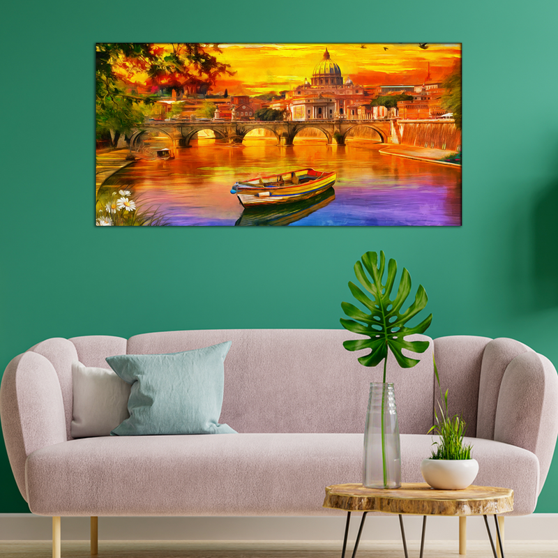 Abstract Lake Scenery Canvas Wall Painting
