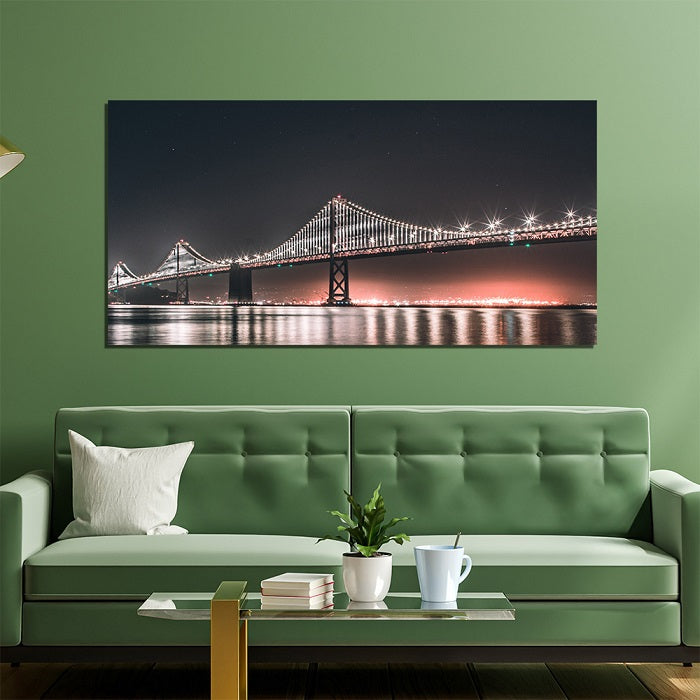 Bay Bridge seen from Rincon Park Print On Canvas wall Painting