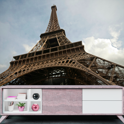 Closeup Shoot Of Eiffel Tower Digitally Printed Wallpaper