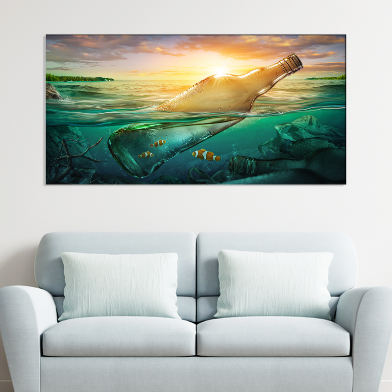 Bottle At During Sunset Canvas Wall Painting