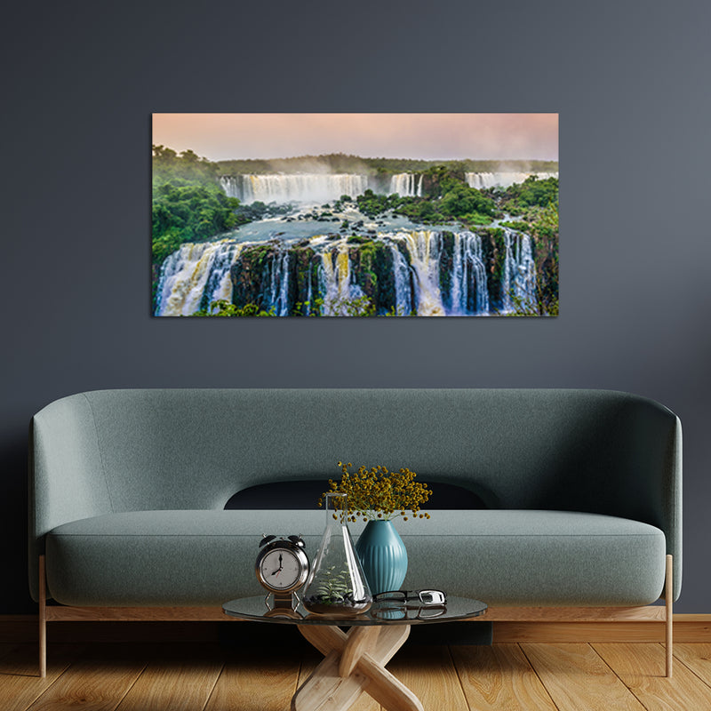 Green Nature Waterfall Canvas Wall Painting