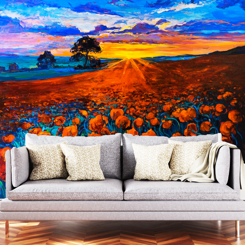 Flower Red Rose Digitally Printed Wallpaper